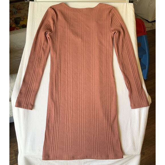 Forever 21 Women Dress M Mauve Pink Bodycon Long Sleeve Knee Length Pullover - Picture 7 of 7